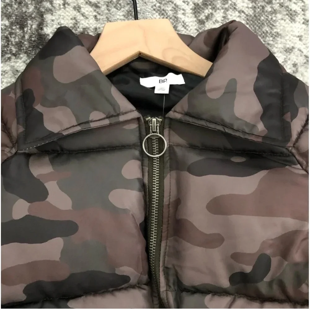 New Nordstrom BP Olive Italy Camo Print Puffer jacket camouflage streetwear zip